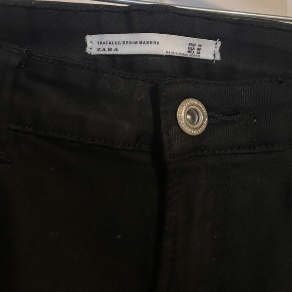 Zara Mid Rise Trafaluc Denim Makers Black Jeans Size US 8 - Picture 2 of 3